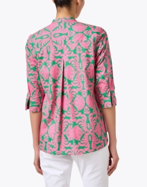 Back image thumbnail - Caliban - Pink and Green Cotton Print Shirt