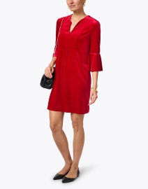 Look image thumbnail - Jude Connally - Kerry Red Stretch Velvet Dress