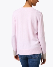 Back image thumbnail - Kinross - Pink Cashmere Contrast Trim Sweater