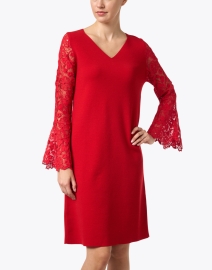 Front image thumbnail - D.Exterior - Red Stretch Wool Lace Dress