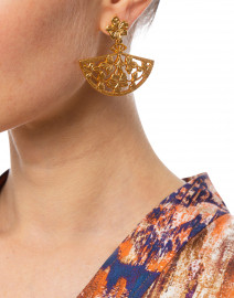 Gold Floral Fan Drop Earrings