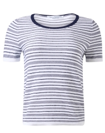 Podio White and Navy Striped Knit Top