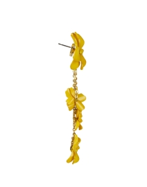 Back image thumbnail - Oscar de la Renta - Yellow Floral Chandelier Earrings