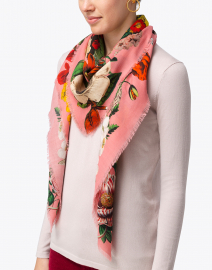 Kala Deep Pink Floral Wool Cashmere Scarf