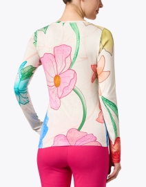 Back image thumbnail - Pashma - White Multi Floral Print Cashmere Silk Sweater