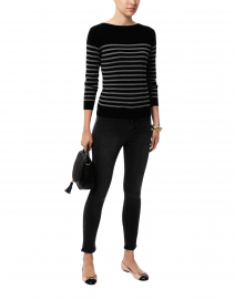 Black and Grey Striped Cotton Sweater