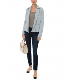 Pale Blue French Terry Moto Jacket