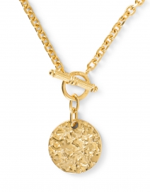 Front image thumbnail - Ben-Amun - Gold Textured Disc Chain Link Necklace