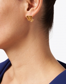 Look image thumbnail - Peracas - Gold Peony Stud Earrings