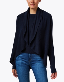 Front image thumbnail - Repeat Cashmere - Navy Cashmere Circle Cardigan