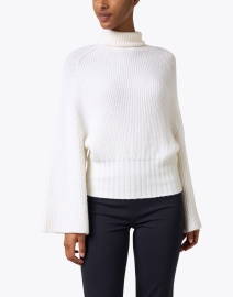 Front image thumbnail - Emporio Armani - White Flare Sleeve Turtleneck Sweater