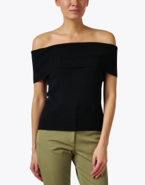 Front image thumbnail - Allude - Black Off The Shoulder Knit Top