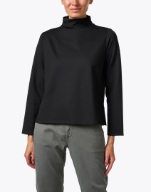 Front image thumbnail - Eileen Fisher - Black Stretch Ponte Top