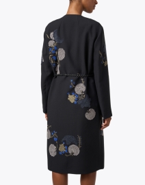 Back image thumbnail - Lafayette 148 New York - Lowden Black Embroidered Wool Silk Coat