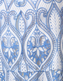 Fabric image thumbnail - Shoshanna - Adella Ivory and Blue Embroidered Dress