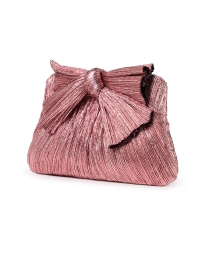 Front image thumbnail - Loeffler Randall - Rayne Pink Pleated Lame Bow Clutch