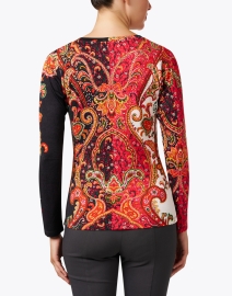 Back image thumbnail - Pashma - Red Black and White Print Cashmere Silk Sweater