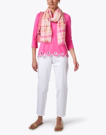 Extra_1 image thumbnail - Johnstons of Elgin - Pink Plaid Wool Scarf