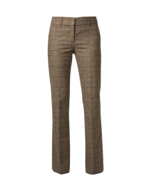 Camel and Black Print Stretch Wool Pant