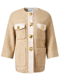 Product image thumbnail - St. John - Beige Tweed Button Front Jacket