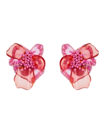 Odette Coral Flower Stud Earrings