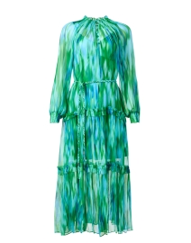 Maren Blue and Green Print Chiffon Dress