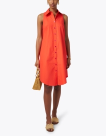 Look image thumbnail - Finley - Swing Orange Cotton Shirt Dress