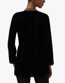 Back image thumbnail - Bella Tu - Hyderbad Black and Gold Embroidered Velvet Tunic Top