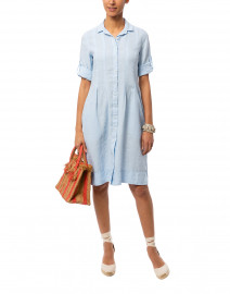 Pale Blue Linen Shirt Dress
