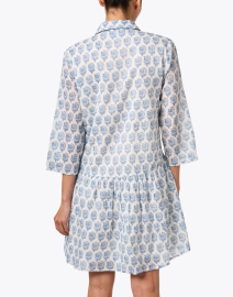 Back image thumbnail - Ro's Garden - Deauville Blue and White Print Shirt Dress