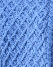 Fabric image thumbnail - Weekend Max Mara - Tilde Blue Wool Cable Knit Sweater