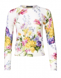 Samantha Sung - Charlotte White Rembrandt Floral Silk and Cashmere Sweater