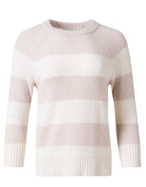 Product image thumbnail - Kinross - Ivory Striped Cashmere Sweater