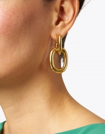 Look image thumbnail - Kenneth Jay Lane - Gold Rectangle Link Doorknocker Earrings