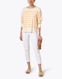 Look image thumbnail - Repeat Cashmere - Beige and Orange Stripe Cashmere Sweater