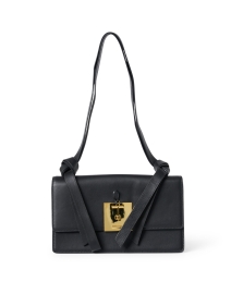 Product image thumbnail - Ines de la Fressange - Beatrice Black Leather Buckle Handbag