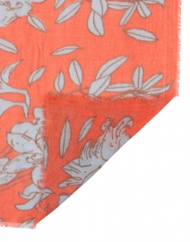 Back image thumbnail - Amato - Orange Lily Printed Wool Silk Scarf