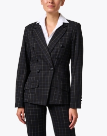Front image thumbnail - Peace of Cloth - Navy Plaid One Button Blazer