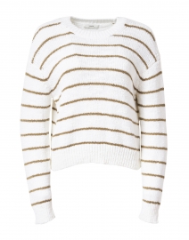 Optic White and Bay Leaf Striped Cotton Sweater