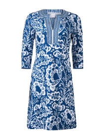 Product image thumbnail - Gretchen Scott - Navy Floral Printed Jersey Dress