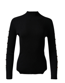 Black Button Sleeve Knit Top