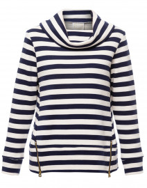 Navy and Ivory Striped Cotton Sweater