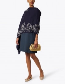Extra_1 image thumbnail - Janavi - Navy and Silver Floral Embroidered Wool Scarf