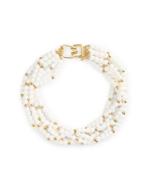 White Glass and Gold Multi Strand Necklace