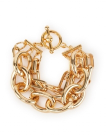 Gold Three Row Link Bracelet with Toggle Clasp