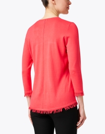 Back image thumbnail - J'Envie - Coral Pink Fringe Hem Sweater