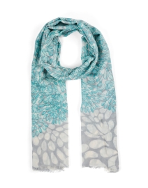 Product image thumbnail - Kinross - Blue and Grey Print Silk Cashmere Scarf