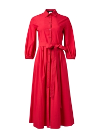 Abete Red Cotton Shirt Dress