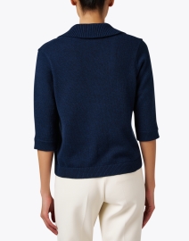 Back image thumbnail - Kinross - Navy Cotton Polo Sweater