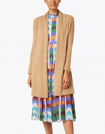 Front image thumbnail - White + Warren - Camel Heather Essential Cashmere Cardigan